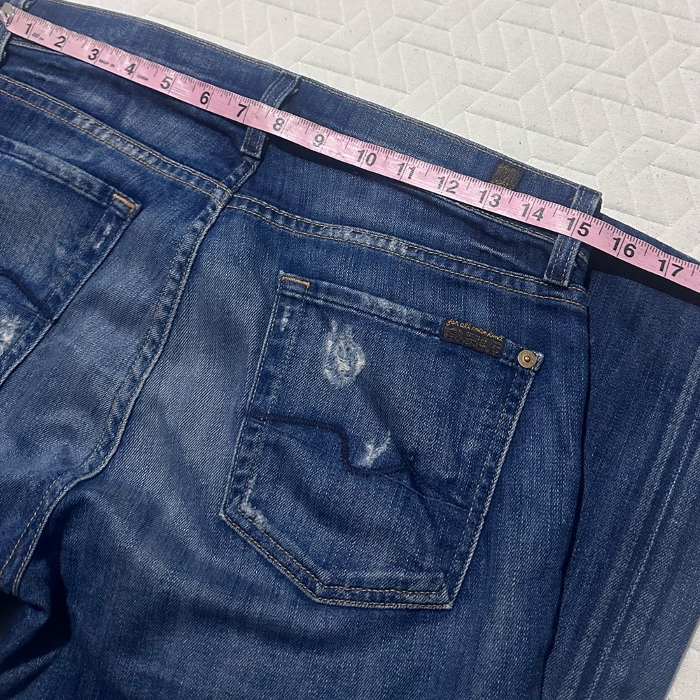 7 For All Mankind Distressed Boot Cut Jeans - Picture 8 of 8